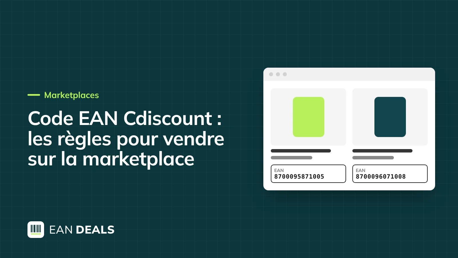 Écran de création de fiche produit avec champ code EAN sur une marketplace